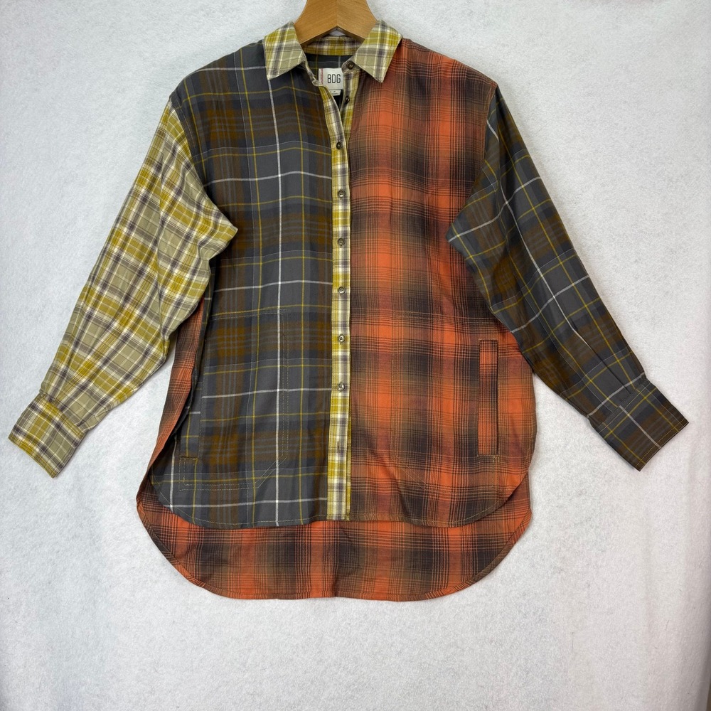 NWT‎ BDG Urban Outfitters Rick Spliced Boyfriend Plaid Flannel Shirt Womens S